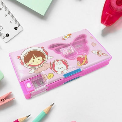 Picture of Printed Pencil Case for Kids (1 Pc): Multi-Compartment, Compass Box