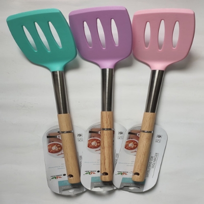 Picture of Nonstick Wooden Handle Silicon Spoon 1 pcs
