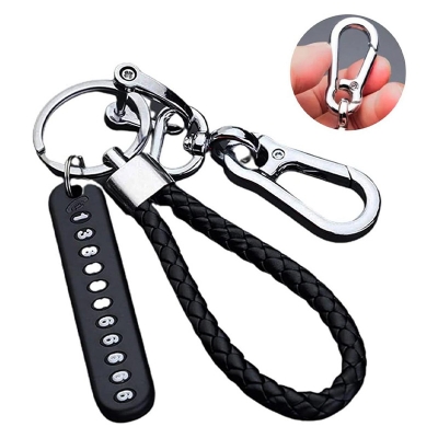 Picture of Anti-Lost Car Key Pendant Split Rings Keychain Phone Number Card Keyring Auto Vehicle Key Chain Car Accessories