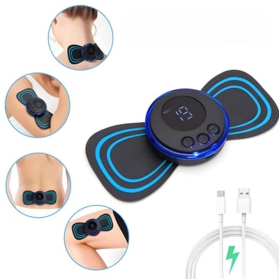 Picture of Mini Massage Stick Pad Butterfly Massager EMS Neck Full Body Back Massage Pain Relief Relaxation Device Machine Wireless Rechargeable Portable Massager – 1 PCS