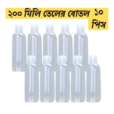 Picture of 200ml Oil Bottle TipTop Cap Transparent Plastic Bottle- 10 pcs