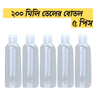 Picture of 200ml Oil Bottle TipTop Cap Transparent Plastic Bottle- 5 pcs