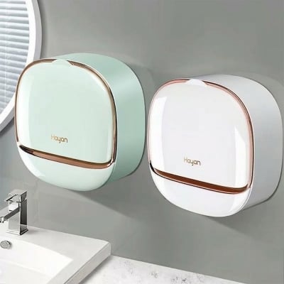Picture of Wall Hanging Flip Soap Box Toilet Soap Box Wall Hanging with Lid Punch-free Soap Box with Lid with Draining Light Luxury