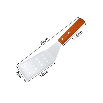 Picture of stainless steel spatula with a wooden handle