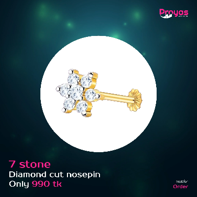 Picture of Diamond Cut Radium Zirconia 7 Stone Round Nose Pin (With gift box)