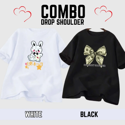 Picture of 2  Pcs Combo Lovely Drop shoulder T-shirt for Women