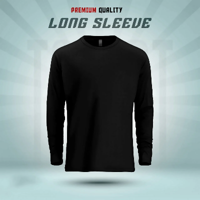 Picture of Men's Full Sleeve Solid T-Shirt- Black