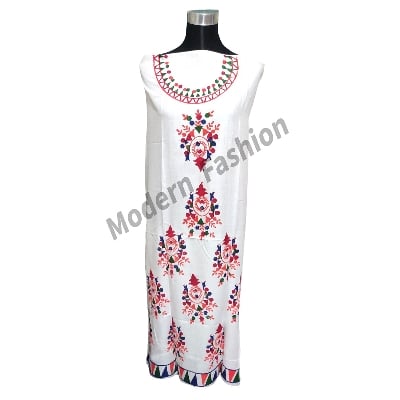 Picture of One Piece Linen Cotton Kamiz For Women - White