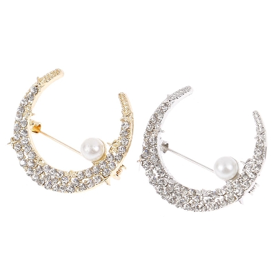 Picture of 1 pcs Male Moon Brooch Suit Collar Badge - Multicolor