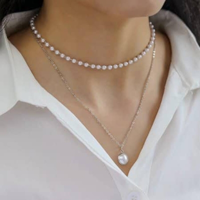 Picture of Necklace on Neck Chain Women's Jewelry Layered Accessories for Girls Clothing Aesthetic Gifts Fashion Pendant 2022 - Gold