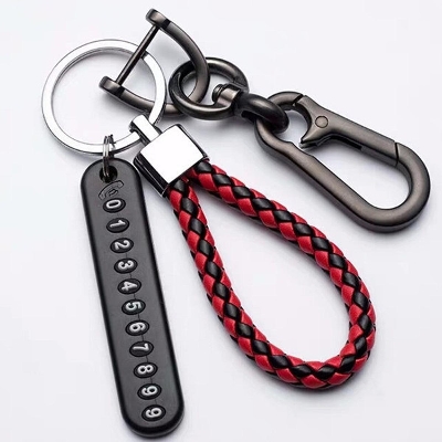 Picture of Pendant keychain Phone Number Bicycle Car Auto Motor Cycle Key Ring Anti-Lost Number Plate Mobile Number - Multicolor