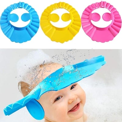 Picture of 1pcs Baby Shower Cap with Ear Protection Bath Caps Adjustable Soft Shampoo Bathing Hat Cap for Kids Toddler-Multicolor - Multicolor