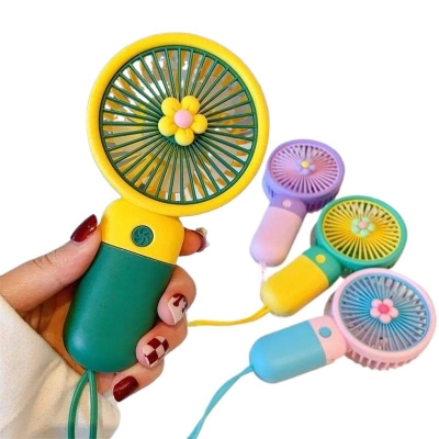 Picture of Handheld Portable Desktop Table Usb Rechargeable Sports Pocket Mini Fan with Lanyard-1 pcs - Multicolor