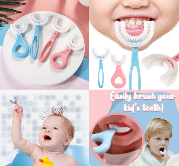 Picture of Baby Toothbrush 360 Degree U-Shaped Soft Silicone Brush (Multicolour) - Multicolor