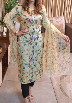 Picture of Unstitched Cotton Screen Print Three Piece for Women