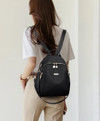 Picture of Woman Backpack Mini Bag For College University School Office Multipurpose  Bag For Girls 20 L Size Can Easily Accommodate Books Lunch Box Bag - Black