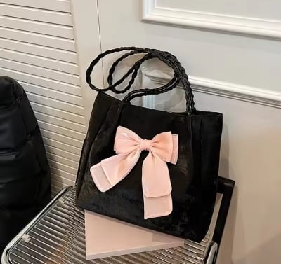 Picture of Bows Versatile Casual Hand-held Tote Bag Women's Bag Simple Spacious Trendy Crossbody Bag Commuter Bag