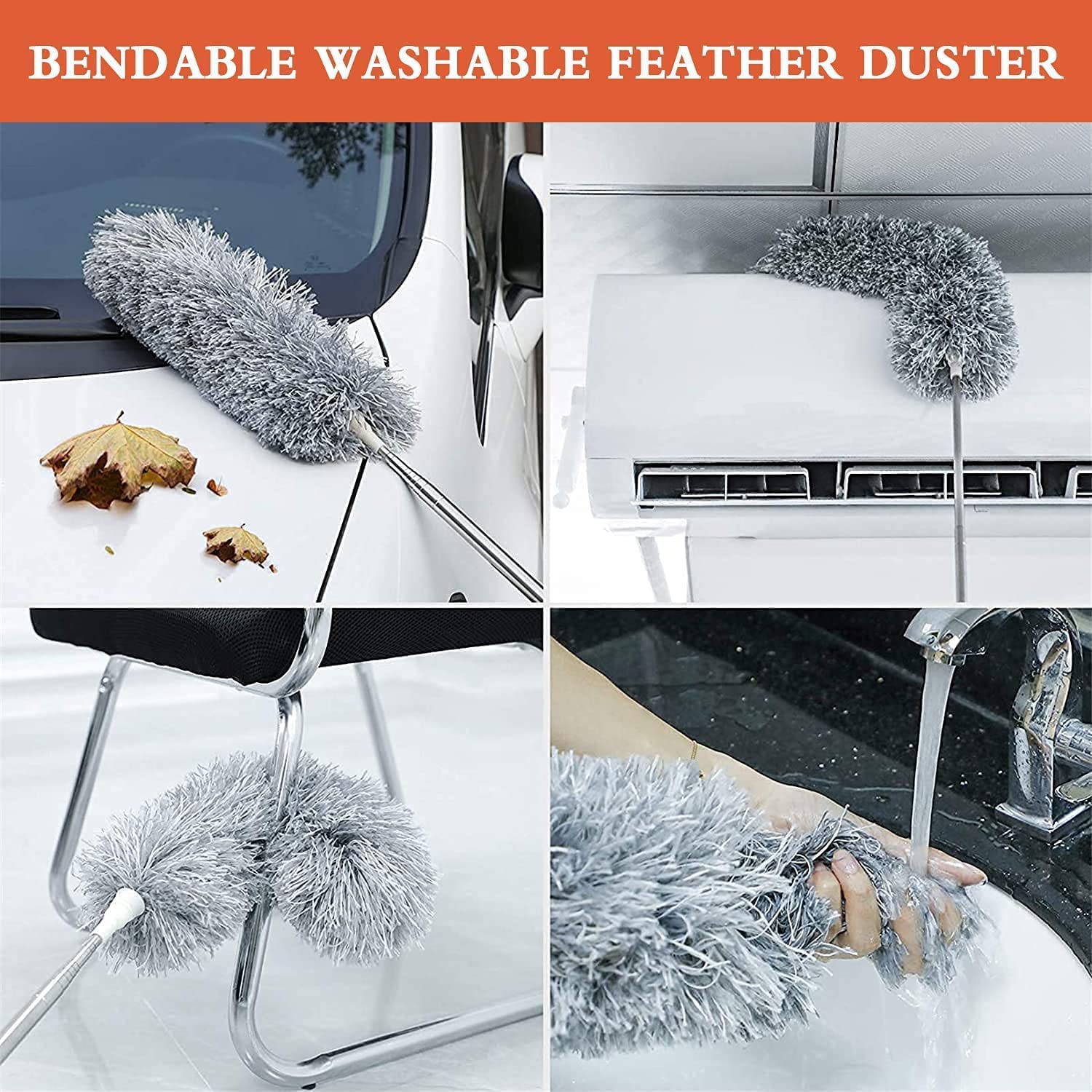 Picture of Flexible Duster for Fan Cleaning Mop with 9 feet Long Rod  | Spider Web Cleaner Stick | Fan Cleaning Brush | Fan Duster| Dusting Brush for Home Cleaning | Dust Cleaner | Microfiber Duster for Home Cleaning. - Multicolor