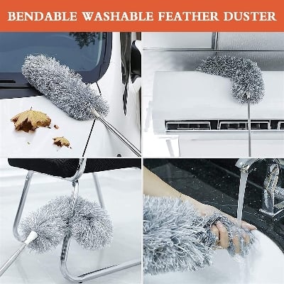 Picture of Flexible Duster for Fan Cleaning Mop with 9 feet Long Rod  | Spider Web Cleaner Stick | Fan Cleaning Brush | Fan Duster| Dusting Brush for Home Cleaning | Dust Cleaner | Microfiber Duster for Home Cleaning. - Multicolor