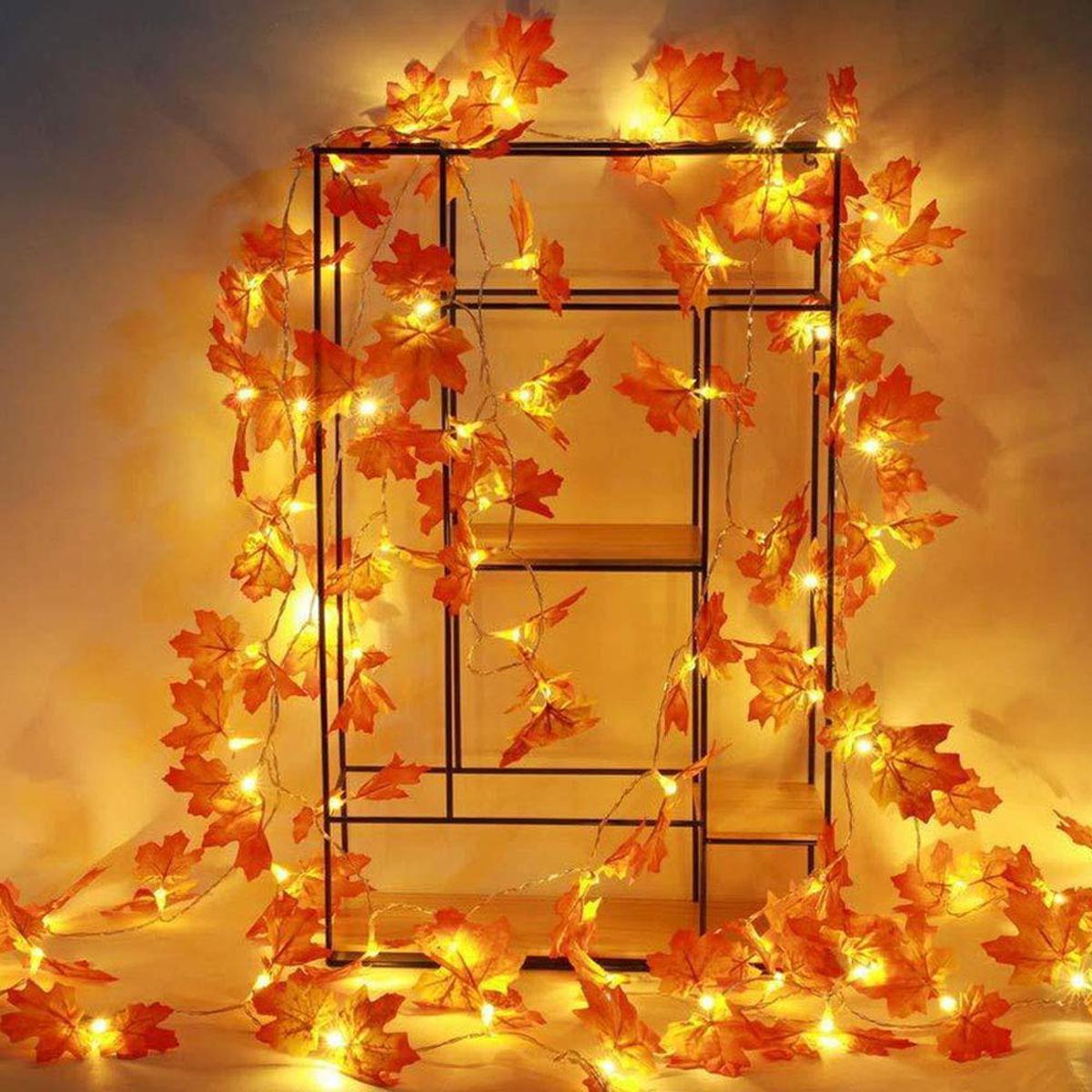Picture of Maple Leaf Fairy Lights /Autumn Leaves Fairy Sparkling String Lights 7 feet long leaf 10 feet long light - Multicolor