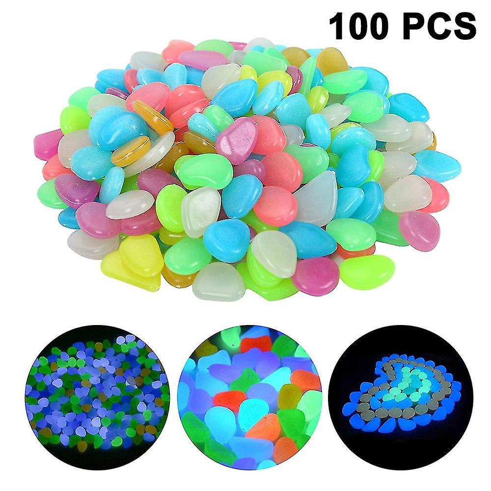 Picture of Radium Plastic Stones Colorful Luminous Glowing Pebbles, Glow in the dark magic Radium Plastic Stones luminous glowing stone 100pcs - 50 gm