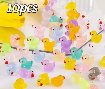 Picture of 10PCS Luminous Mini Ducks,Resin Duck Figurines Ornament,Home Decor Glow In The Dark,Moss Microlandscape Garden Decorate - Multicolor