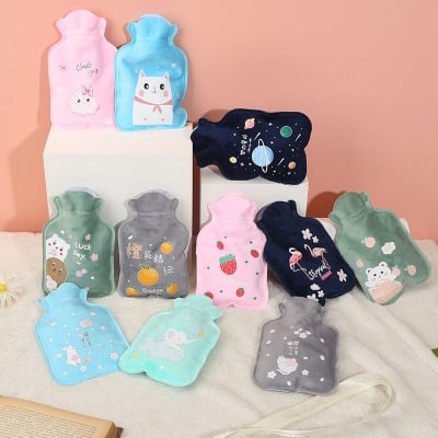 Picture of Mini Hot Water Bottles with Cover, Small Hot Water Bottle for Winter Warmth, Portable Hot Water Bag for Travel and Office, 17cm x 11cm - Multicolor