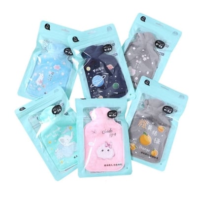 Picture of Mini Hot Water Bottles with Cover, Small Hot Water Bottle for Winter Warmth, Portable Hot Water Bag for Travel and Office, 17cm x 11cm - Multicolor