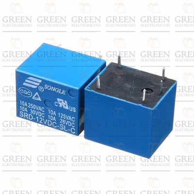 Picture of 2Pcs SRD-12VDC-SL-C Power Relay 10A12V Green Color