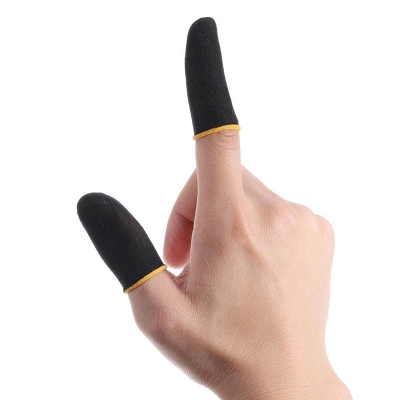 Picture of 1 Pair(2 Pcs) Breathable Mobile Finger Sleeves / Sweatproof Gloves for Mobile Gaming - Black-Black