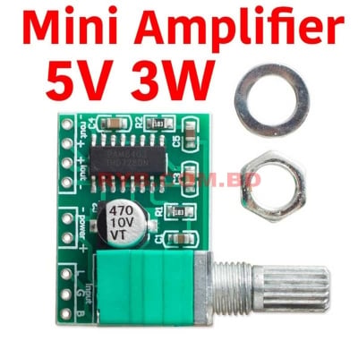 Picture of PAM8403 Super Mini Digital Amplifier Board 2 x 3W Super Mini Digital Amplifier Board 2x3 Watt Class D Digital 2.5v to 5v Power Amplifier Board-with Volume-Multicolor