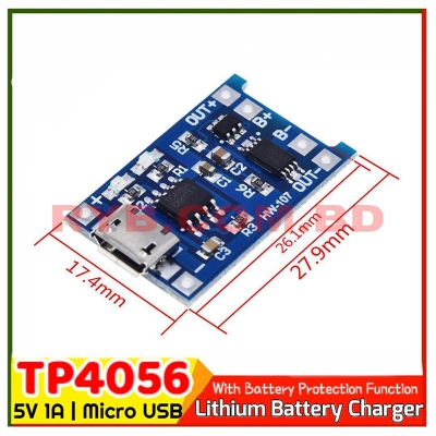 Picture of TP4056 Charging Module 5V 1A 18650 Lithium Battery Charging Board with Protection Charger Module TP4056-Type-Micro