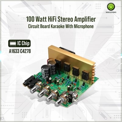 Picture of 100 Watt HiFi Stereo Amplifier Circuit Board Karaoke With Microphone-Gold