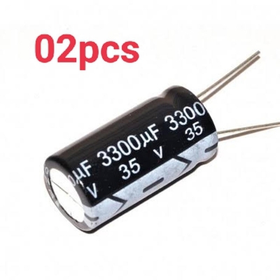 Picture of 02 Pcs 3300uF 35V 3300MFD 35Volt -40+105C Aluminum Electrolytic Capacitor 16×25mm