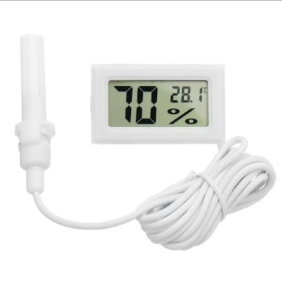 Picture of Premium Thermometer Hygrometer, Portable Mini Lcd Digital Temperature Humidity Meter A Probe With 2Pc Battery - Multimeter-White