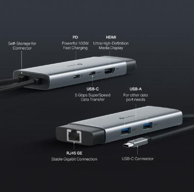 Picture of TP-Link UH6120C USB-C 6-in-1 Multi-Port Hub (4K@60Hz HDMI, Gigabit Ethernet, 100W PD Charging, USB-C Data, 2× USB 3.0 Ports)