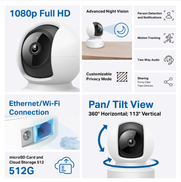 Picture of TP-LINK TAPO C202 2MP PAN-TILT HOME Security Wi-Fi Camera