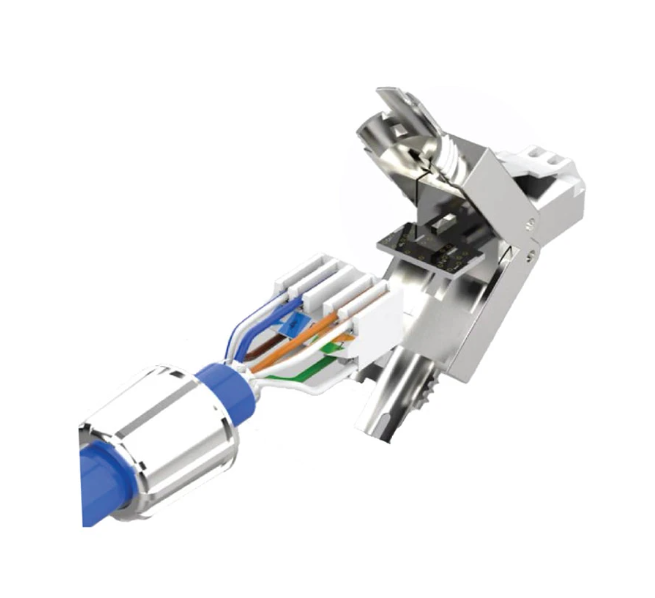 Picture of Safenet CAT-6A Shielded Toolless RJ45 Connector #46-4002WT
