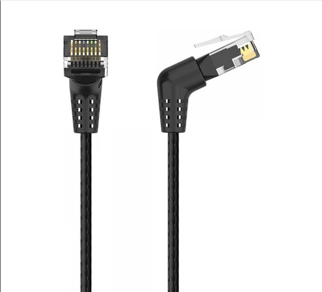 Picture of Vention IBOBJ Cat-6A UTP, 5 Meter, Black Rotate Right Angle Patch Cable #IBOBJ