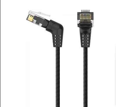 Picture of Vention IBOBJ Cat-6A UTP, 5 Meter, Black Rotate Right Angle Patch Cable #IBOBJ