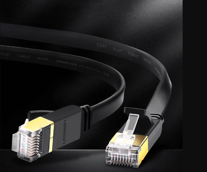 Picture of UGREEN NW106 (11264) Cat-7 U/FTP 8 Meter Black Network Cable # 11264, Flat Patch Cord
