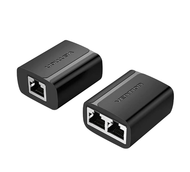 Picture of Vention IPTB0 RJ45 Female To Female Black Ethernet Splitter# 1 in 2 out, IPTB0