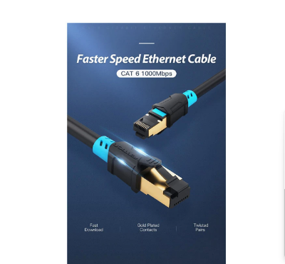 Picture of Vention VAP-A06-B500 Cat-6, 5 Meter, Black Network Cable # VAP-A06-B500, SFTP Patch Cord