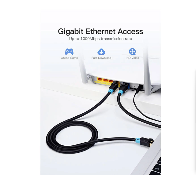 Picture of Vention VAP-A06-B500 Cat-6, 5 Meter, Black Network Cable # VAP-A06-B500, SFTP Patch Cord