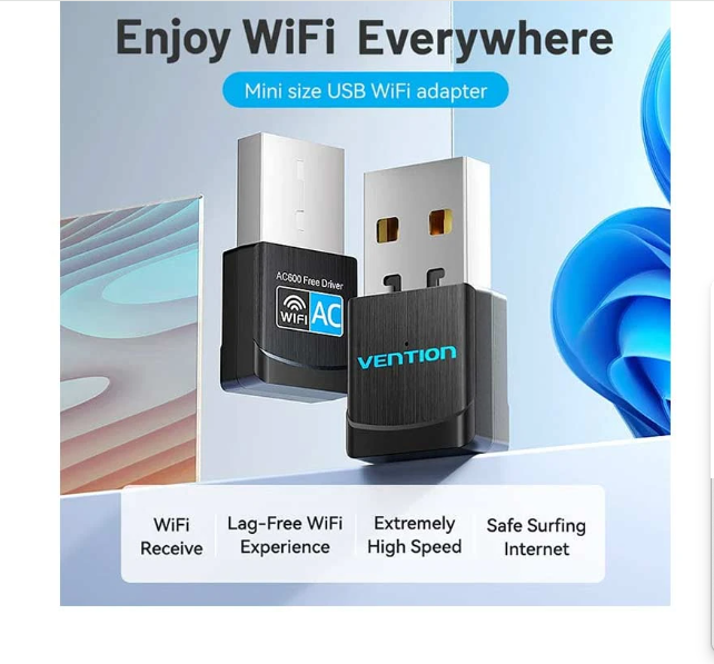 Picture of Vention KDSB0 600Mbps Dual Band Wi-Fi USB Adapter #KDSB0
