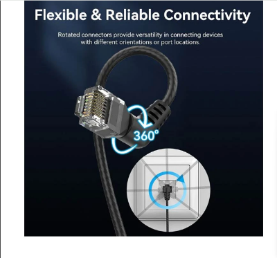 Picture of Vention IBOBL Cat-6A UTP, 10 Meter, Black Rotate Right Angle Patch Cable #IBOBL