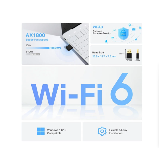 Picture of TP-Link Archer TX20U Nano AX1800 Dual Band Wi-Fi 6 USB Adapter