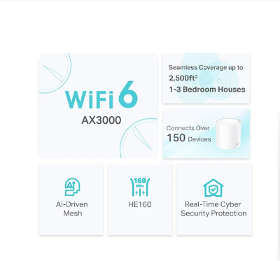 Picture of TP-Link Deco X50 AX3000 Mbps Gigabit Dual-Band Wi-Fi 6 System Network Router (1-Pack)