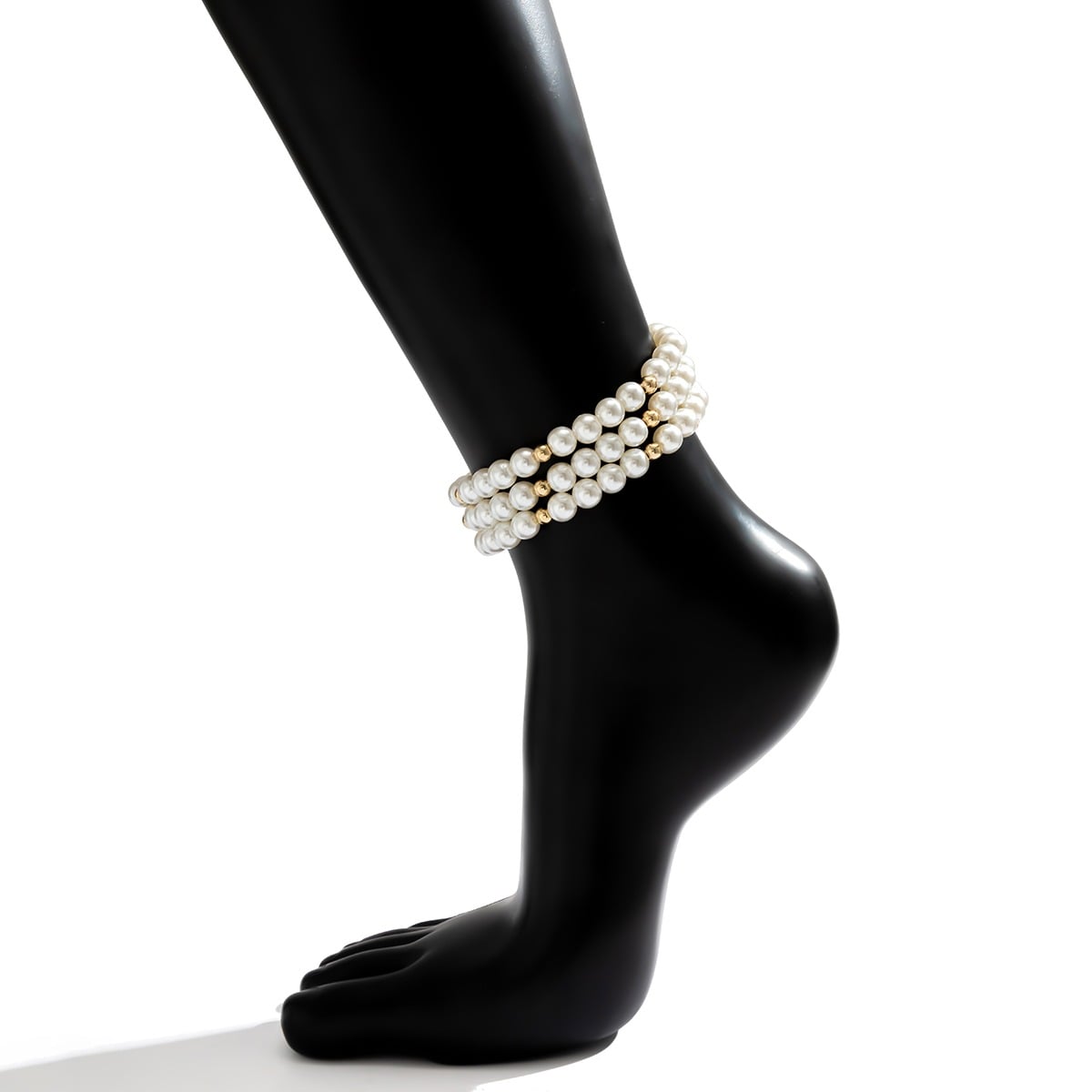 Picture of Indispensable -Quality And Durablity -1 PCS Three Layer Pearl Leg Anklet Payel Jewelry Ladies Fashion Tenoor- Innovative - Off White