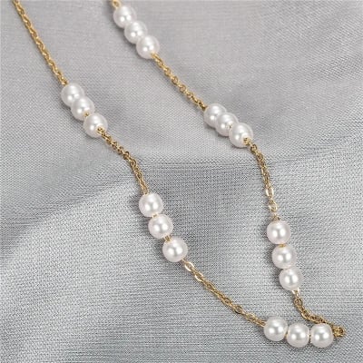 Picture of Pearl Chain Necklace Women Tenoor - Gold